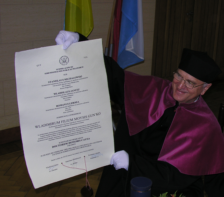 Conferment of  the  title of Doctor Honoris Causa to  Professor Vladimir Moiseyevich Gun'ko